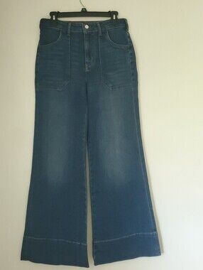 Pilcro Anthropologie Womens High Rise Wide Leg Flare Jeans Size 28 Relaxed Fit